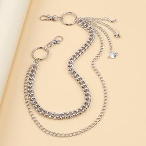 Cadena circular geométrica de doble capa para pantalones, colgante de estrella y luna, cadena para la cintura, estilo Punk, uso diario, aleación de zinc - Product Image 4