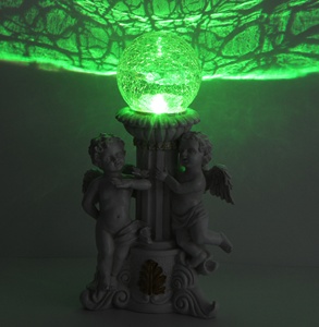12 pollici in resina solare cherubino vetro Crackle giardino luce che cambia colore effetto | Anno nuovo statua di angelo lampada solare decorazione per esterni - Product Image 3