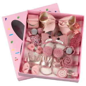 Kids Hair Accessories Set Gift Box 4 Hair Ties 11 Hairgrip 2 Hair Claw 1pcs Storage Belt Autumn and Winter Wear Party Gifts