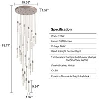 JYLIGHTING Lustre suspendu en cristal en spirale moderne personnalisé pour plafond haut, luminaire pour escalier, villa, hôtel