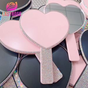 OEM Logo Mini Pocket Heart-Shaped Lighted Makeup Tool Personalized Rhinestones Wholesale Low Price Cosmetic Mirrors - Product Image 6