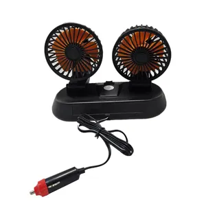 12V/24V Dual Head Rotary Adjustable All Plastic Silent And Powerful Car Fan