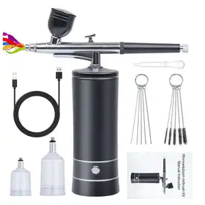 Oxygen Injector Mini Air Compressor With Paint Tattoo Cake Nano Spray Gun Cordless Compressor Airbrush Kit Nail Art Machine