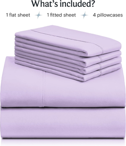 Silky <strong>Soft</strong> Breathable Luxury Bed <strong>Sheets</strong> Deep Pocket Eco Friendly Wrinkle Free Machine Washable Hotel Solid 6 Pcs Bed <strong>Sheets</strong> Set - Product Image 2