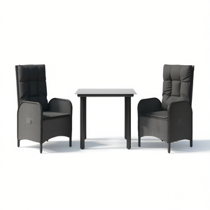 Set da Pranzo da Giardino in Polyrattan Nero per 2 Persone, Arredamento da Esterno dal Design Contemporaneo Resistente alle Intemperie - Product Image 1