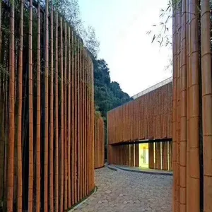 Grampos de parede de bambu verde, braçadeiras de madeira interior de parede, madeira de alumínio, grão de madeira, revestimento de metal exterior