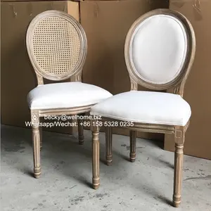 असबाबवाला फ्रेंच शैली विंटेज लकड़ी लुई कुर्सी सिला लोकप्रिय Stackable लुई शादी कुर्सी