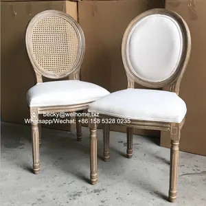 Kursi Louis Kayu Antik Gaya Perancis Berlapis Silla Kursi Pernikahan Louis Stackable Populer