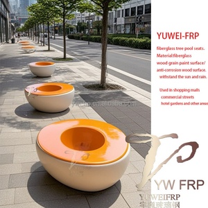 Chaise d'extérieur moderne personnalisable en fibre de verre siège arbre piscine fleur en bois paysage tabouret pour centre commercial parc et patio banc - Product Image 5