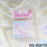 Blocs-notes Kawaii à motifs plumes, 200 feuilles par paquet, feuilles mobiles, imprimés UV, esthétiques, fantaisie, papier à notes carré