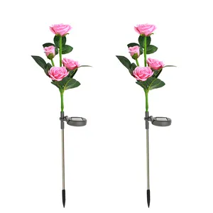 GL42A81 Solar Pink Rose Lawn Light Solar Powered Lights For Patio Waterproof Home Outdoor Garden Decoration