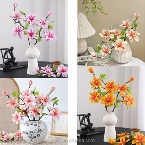 Magnolia artificiel haut de gamme à 4 têtes pour la décoration de mariage, intérieur et extérieur, vente en gros - Product Image 5