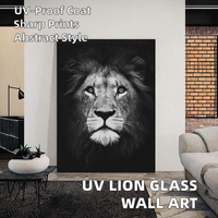 Art mural abstrait moderne représentant un lion, peinture personnalisée imprimée en UV, grande taille pour la décoration de la maison, cadre en alliage d'aluminium de qualité supérieure