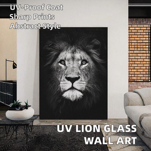 Arte moderna della parete del leone della porcellana di cristallo di arte stampata UV su ordinazione grande arte contemporanea della parete <span class=keywords><strong>per</strong></span> la decorazione domestica premio - Product Image 2