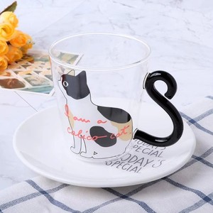 Tazza da Caffè in Vetro con Manico a Coda di <span class=keywords><strong>Gatto</strong></span>, Design Europeo GB, Non Invertibile, Personalizzabile all'Ingrosso - Product Image 4