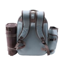 Ensemble de sac à dos de pique-nique isolé pour 4 personnes avec refroidisseur à vin Couverture de pique-nique Vaisselle