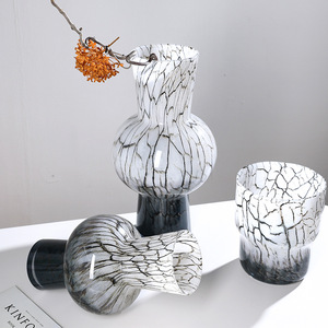 Vase cloche en verre cristal au design moderne et créatif, motif encre colorée, pour la maison, le bureau, l'hôtel, le restaurant, la table basse - En promotion - Product Image 2
