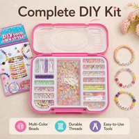 Kit de fabrication de bracelets DIY avec perles colorées, ensemble de bijoux créatifs, étui de rangement portable pour filles, cadeau créatif, vente en gros