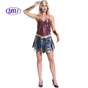 Vente en gros <span class=keywords><strong>League</strong></span> <span class=keywords><strong>of</strong></span> Legends Gladiator Uniform Costumes Brown Wonder-Woman Cosplay Costume - Product Image 6