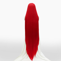 Perruque Lace Front Rouge de 1,7 Mètre de Long, en Fibre Futura de Haute Qualité, Extra Longue, Lisse et Haute Densité, pour Drag Queen
