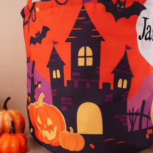 Cubo de dulces personalizado para Halloween con asa, cesta redonda de calabaza de terror, bolsa portátil de almacenamiento con LED para niños - Product Image 6