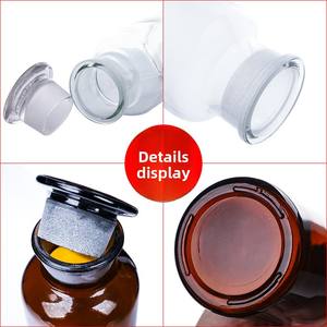 Botella de reactivo de laboratorio de <span class=keywords><strong>química</strong></span> de vidrio transparente marrón personalizable boca ancha diseño esmerilado de boca delgada engrosada para OEM - Product Image 1