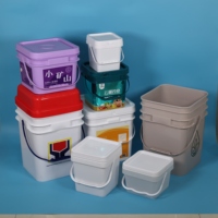 Seau carré de 2L à 20L avec couvercle, vente en gros, impression de logo, couleur, plastique PP, seaux carrés pour aliments