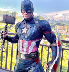 Statue Captain America de la série de bandes dessinées américaines Marvel Avengers, figurine en résine à l'échelle 1/2 pour décoration intérieure, objet de collection avec bouclier et marteau - Product Image 4