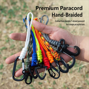 Cordón corto para llavero con mini mosquetón, accesorio DIY hecho a <span class=keywords><strong>mano</strong></span>, cordón antipérdida para exteriores, mosquetón <span class=keywords><strong>de</strong></span> <span class=keywords><strong>mano</strong></span>, cordón para paraguas - Product Image 3