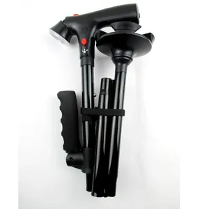 Collapsible Telescopic <b>Folding</b> Cane Elder Cane LED With Alarm <b>Walking</b> Trusty <b>Sticks</b> Elder Crutches for Mothers Fathers camping - Product Image 5