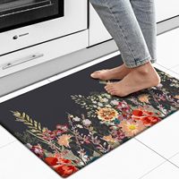 Tapis de cuisine anti-fatigue à motifs floraux, imperméable, tapis de protection pour évier, tapis de sol confortable et rembourré, paillasson de confort