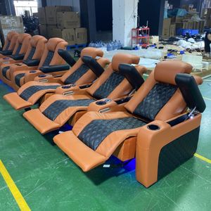 مصنع 3 + 4 كرسي كرسي كهربائي للسينما المنزلية مع مسند للذراعين تخزين أثاث المسرح مسند رأس كهربائي جلد أصلي - Product Image 4