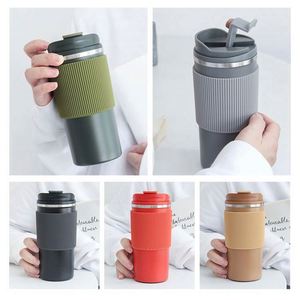 แก้วกาแฟสแตนเลสแบบพกพามีฝาปิดกันรั่วแก้วกาแฟผนังสองชั้นแบบสุญญากาศพร้อมโลโก้สำหรับเดินทาง - Product Image 6