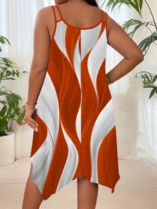 Nuevo Vestido de Verano para Mujer, Talla Grande, con Dobladillo Irregular, Tirantes Dobles y Estampado Aleatorio, a la Moda - Product Image 5