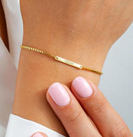 Bracelet personnalisé en or 18 carats plaqué or, bracelet en acier inoxydable PVD, bijoux tendance, mini bracelet avec chaîne à maillons