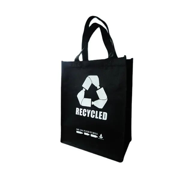 RPET إنتاج حقيبة صديقة للبيئة قابلة لإعادة الاستخدام الحيوانات الأليفة حقائب تسوق بمقابض حمل rPET المعاد تدويرها حقائب غير منسوجة