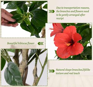 <span class=keywords><strong>ต้น</strong></span>ฮิบิสคัสประดิษฐ์<span class=keywords><strong>สูง</strong></span> 4 ฟุต พร้อมดอกสีแดง สำหรับตกแต่งภายใน/ภายนอก ความ<span class=keywords><strong>สูง</strong></span> 47.24 นิ้ว - Product Image 3