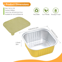 Bol à pâtisserie en aluminium coloré multifonctionnel carré de 112-230 ml avec paroi lisse et couvercle à fermeture thermique