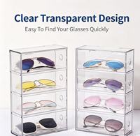 Boîte de rangement multi-tiroirs transparente en PS pour lunettes, anti-poussière, organisateur de bureau pour lunettes de soleil et de lecture, bac de commode – Choix Populaire