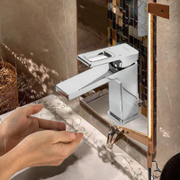 Robinet de lavabo de salle de bain moderne à trou unique, haut, avec noyau de valve en céramique, poignée unique en laiton