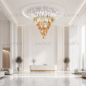 Lampadario in Cristallo Rotondo Personalizzato, Luce a Soffitto <span class=keywords><strong>LED</strong></span>, Illuminazione a Sospensione per Hotel, Hall, Progetti di Ospitalità - Product Image 5