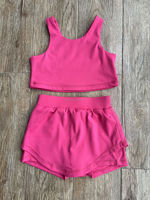 Marque privée Ensemble de vêtements de sport d'été pour enfants-Top et short respirant et extensible Filles Running & Yoga Outfit 2025