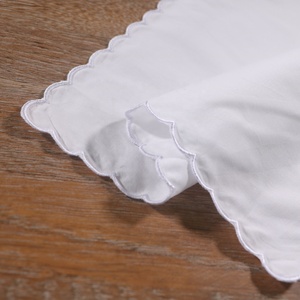 C015, pañuelo de encaje bordado imprimible para <span class=keywords><strong>boda</strong></span>, regalo de Navidad, tela gruesa de algodón blanco, 12 "x 12", borde festoneado bordado - Product Image 5