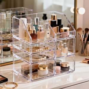 Organizador de Maquillaje Acrílico Transparente Multifuncional Personalizable, Exhibidor de Cosméticos Acrílico Pulido para Escritorio - Product Image 6