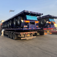 Semi-remorque à plateau plat fiable à 3 essieux de 40 pieds, capacité de 40 tonnes, châssis de camion de transport de véhicules renforcé en métal