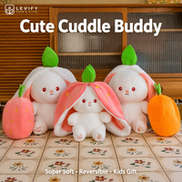 Peluche Lapin Réversible 2026 avec Carotte, Animal en Peluche Super Doux, Adorable Lapin Réversible, Cadeau pour Enfants, Vente en Gros, OEM, Usine