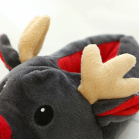 Vente en gros de pantoufles en velours doux de Noël de cerf pantoufles en coton pelucheux pour cadeau