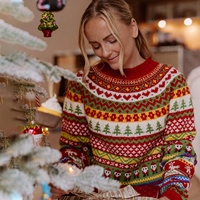 Pull en tricot personnalisé pour femme 2025, pull de Noël Fair Isle, jacquard, pull de Noël mignon