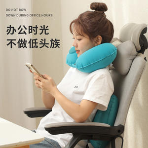 หมอนรองคอรูปตัวยูแบบพกพา สำหรับเดินทาง ระบายความร้อนได้ พับเก็บได้ ใช้บนเครื่องบิน ทำจากโพลีเอสเตอร์ สีพื้น - Product Image 3