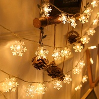 Guirlandes lumineuses LED en forme de flocons de neige en plastique alimentées par piles, lumières féériques pour mariage, chambre à coucher, maison, décoration de Noël
